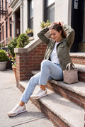 Women's Sneakers Slip-On Beige in White — lifestyle urban stoop