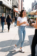Women's Sneakers Stripe Detail in White — lifestyle shot
