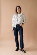 Women's Tailored Jacket Polka Dot in White — studio 1