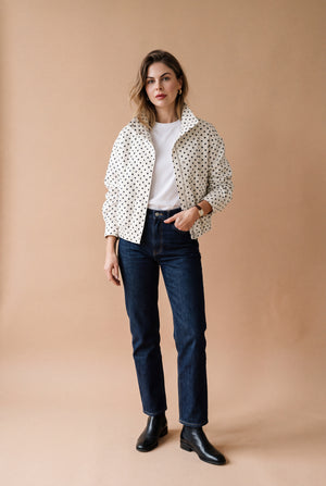 Women's Tailored Jacket Polka Dot in White — studio 1