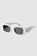 White Women's Chunky Rectangular Cat Eye Sunglasses - Photo 4