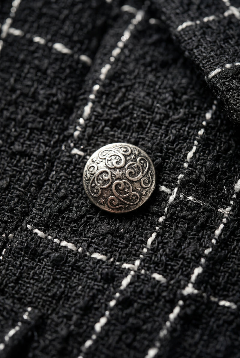 White Women's Double-Breasted Checked Tailored Blazer - Checked blazer - Photo 3