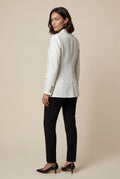 White Women's Double-Breasted Checked Tailored Blazer - Checked blazer - Photo 6