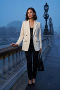 White Women's Double-Breasted Checked Tailored Blazer - Checked blazer - Photo 8