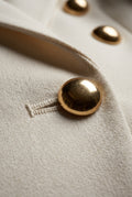 White Women's Gold Button Double-Breasted Tailored Blazer - Blazers - Photo 5