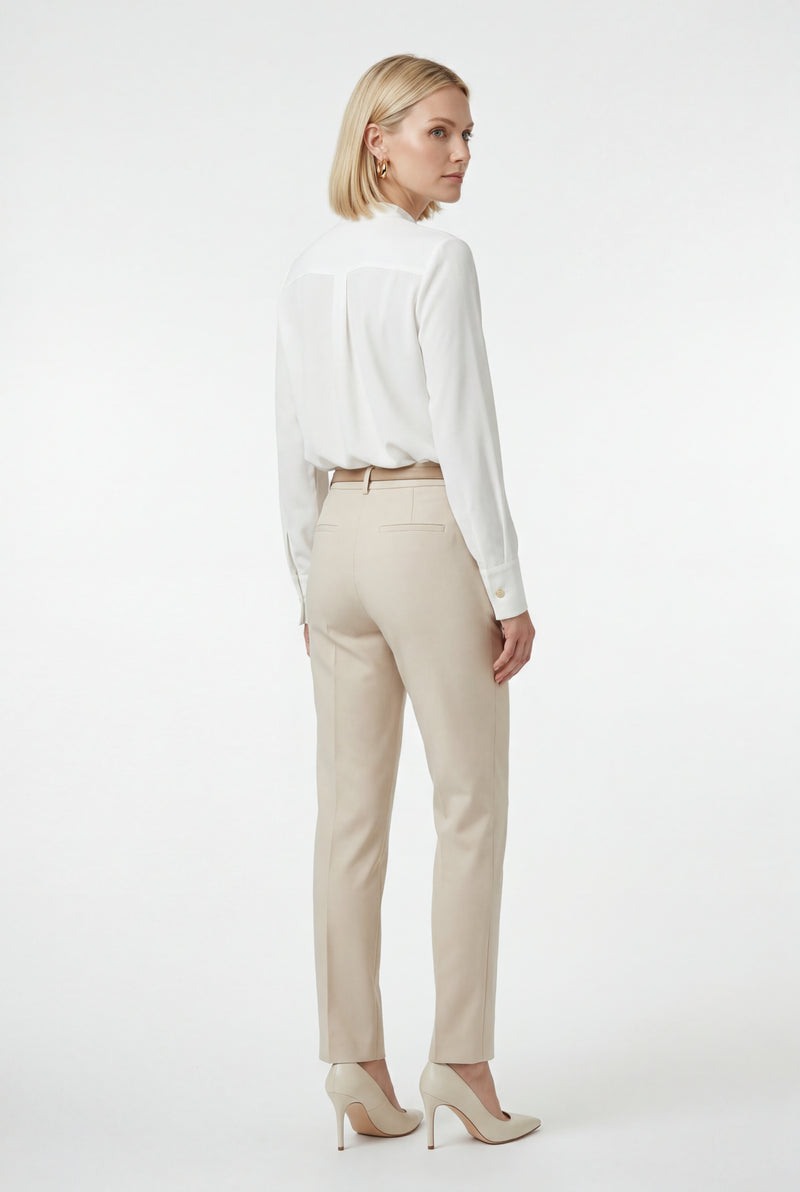 White Women's Gold Button Mandarin Collar Long Sleeve Blouse - Blouses - Photo 3