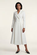 White Women's Ivory Double-Breasted Midi Trench Coat Dress - Photo 1