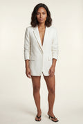 White Women's Relaxed Notched Lapel Single-Breasted Casual Blazer - Casual blazers - Photo 1