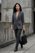 Gray Women's Relaxed Notched Lapel Single-Breasted Casual Blazer - Casual blazers - Photo 10
