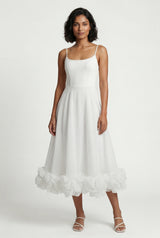 White Women's Ruffled Hem Fit and Flare Midi Dress - Wedding guest dress - Photo 1