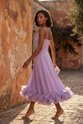 Purple Women's Ruffled Hem Fit and Flare Midi Dress - Wedding guest dress - Photo 10