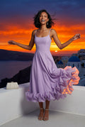 Purple Women's Ruffled Hem Fit and Flare Midi Dress - Wedding guest dress - Photo 15