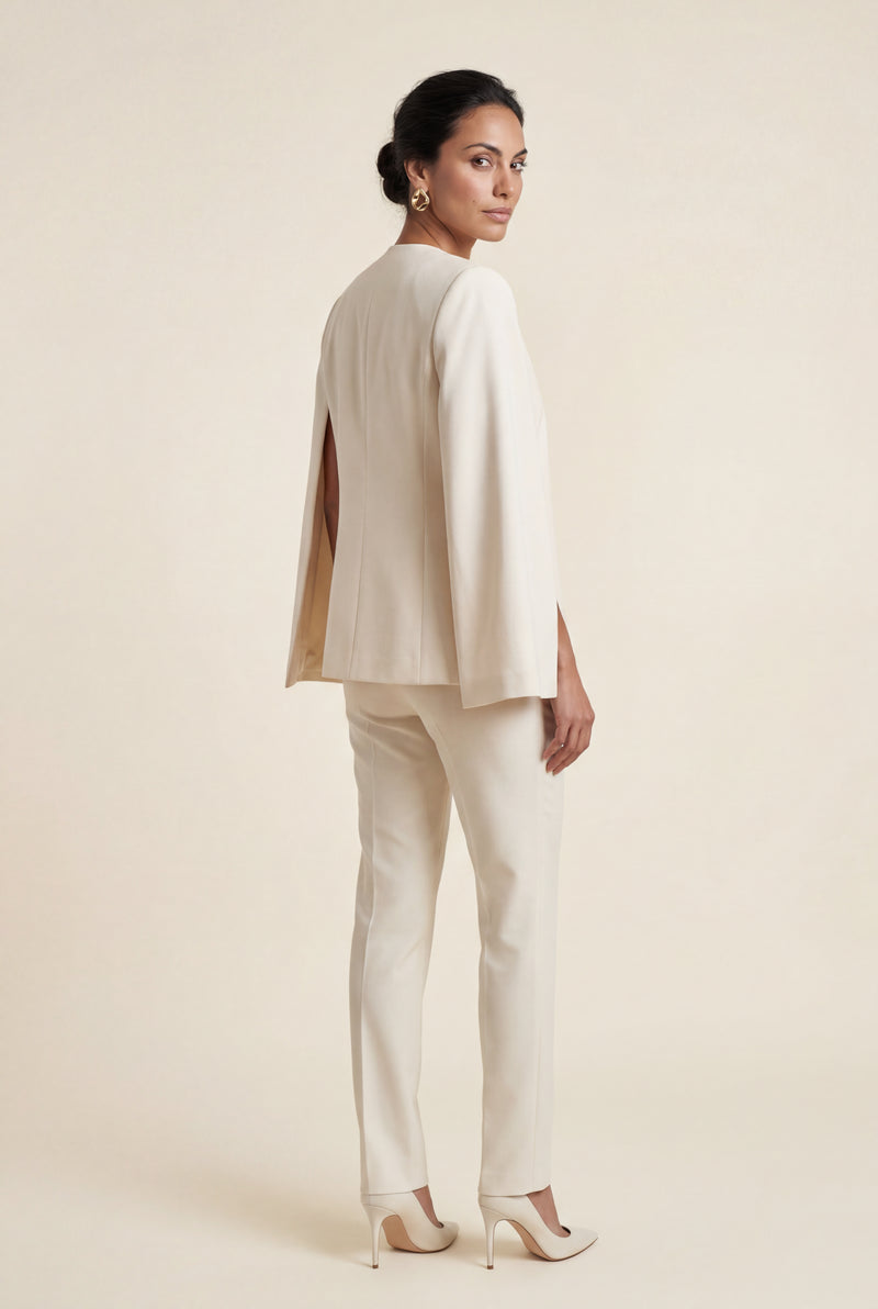 White Women's Tailored Cape Blazer with Open Sleeves - Women's Blazers - Photo 2