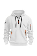 Zip-Pocket Hoodie in White — front view
