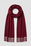 Cashmere Fringed Scarf in Wine — studio front