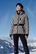 White-Black Belted Padded Hooded Jacket with Fitted Waist - Padded jackets - Photo 11