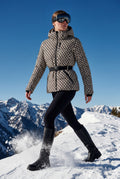 White-Black Belted Padded Hooded Jacket with Fitted Waist - Padded jackets - Photo 15