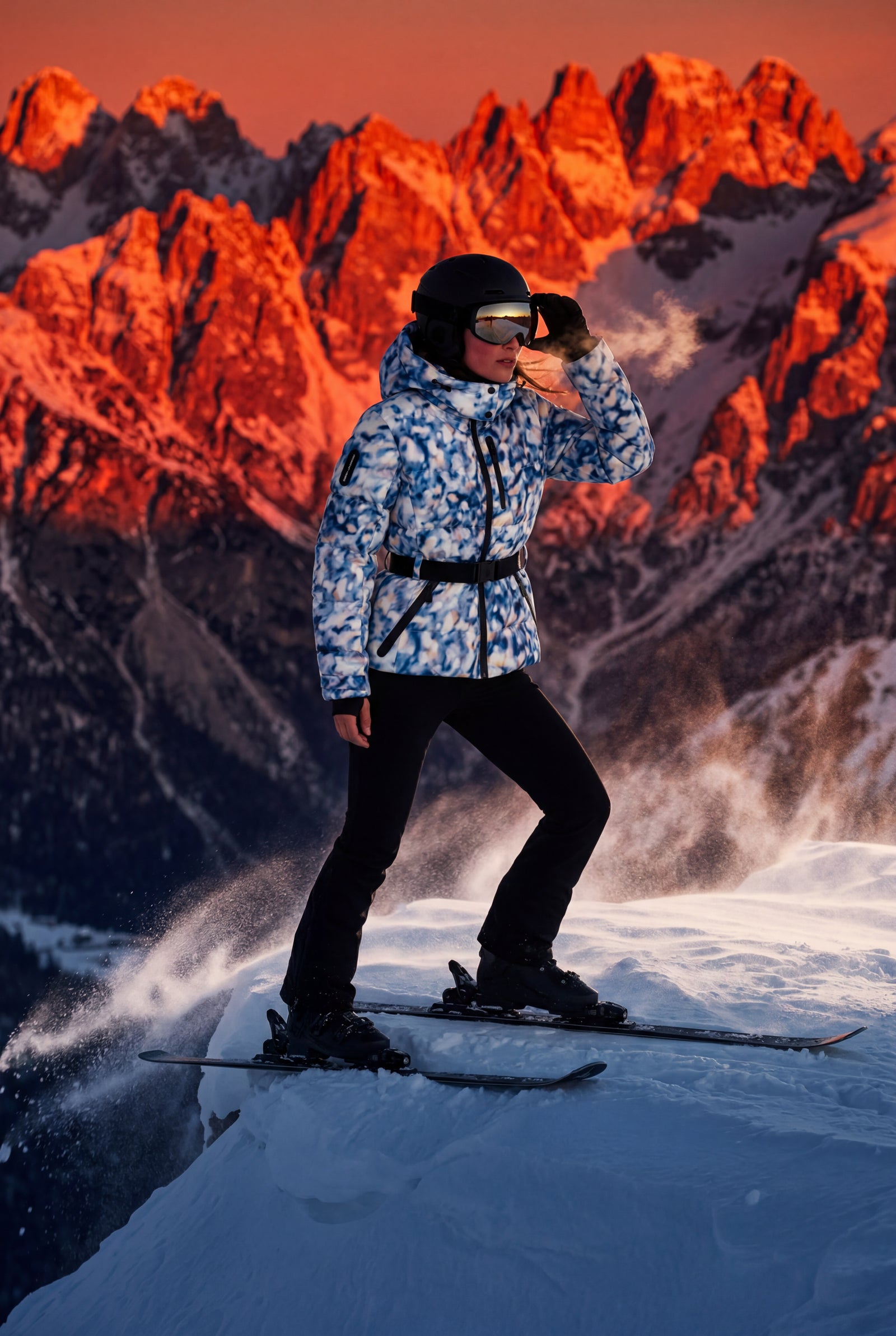 Blue Belted Padded Hooded Jacket with Fitted Waist - Padded jackets - Photo 16