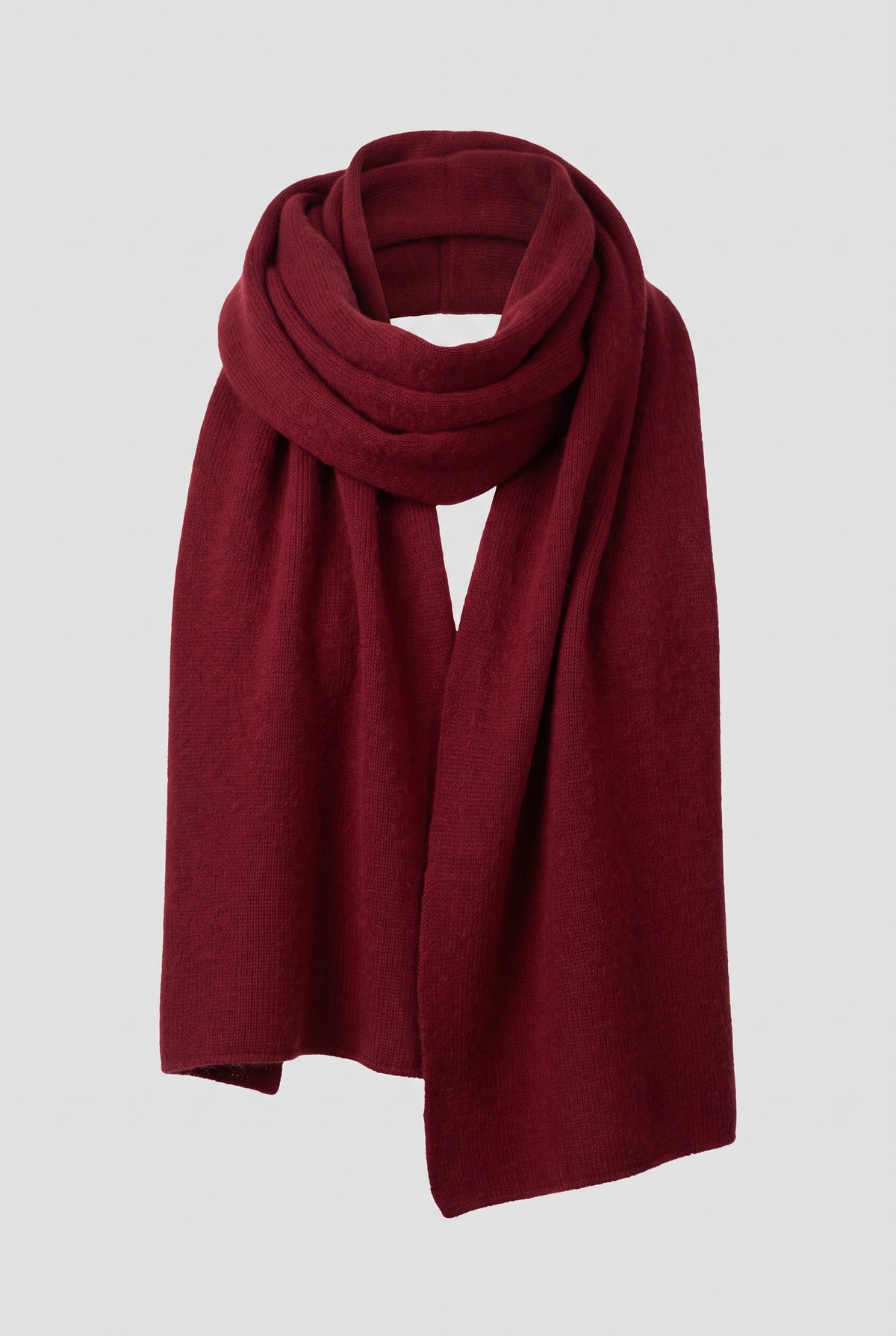 Cashmere Wrap Scarf in Wine Red — studio front