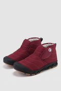 Faux-Fur Lined Winter Boots in Wine Red — studio front