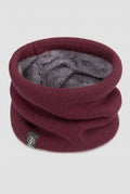 Fleece-Lined Neck Gaiter in Wine Red — studio front