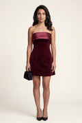 Wine Red Wine Red Bandeau Mini Cocktail Dress - Photo 1