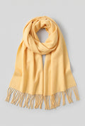 Scarf Tassel Wrap in Yellow — studio front