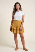 Yellow Tiered Ruffle Smocked Waist Mini Skirt - Ruffled skirt - Photo 16