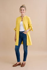 Women's Oversized Button-Up Shirt in Yellow — primary studio
