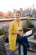 Women's Oversized Button-Up Shirt in Yellow — secondary lifestyle